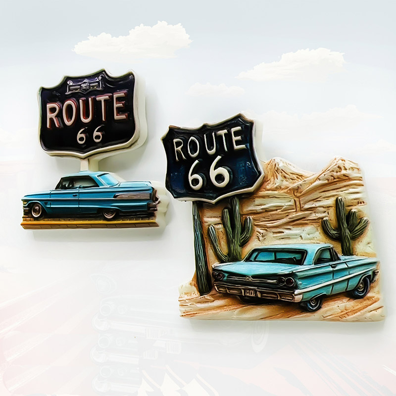 Resin Route 66 Fridge Magnet
