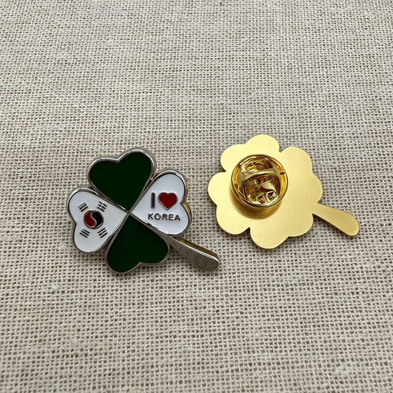 Four Clover Leaf Badge Pin