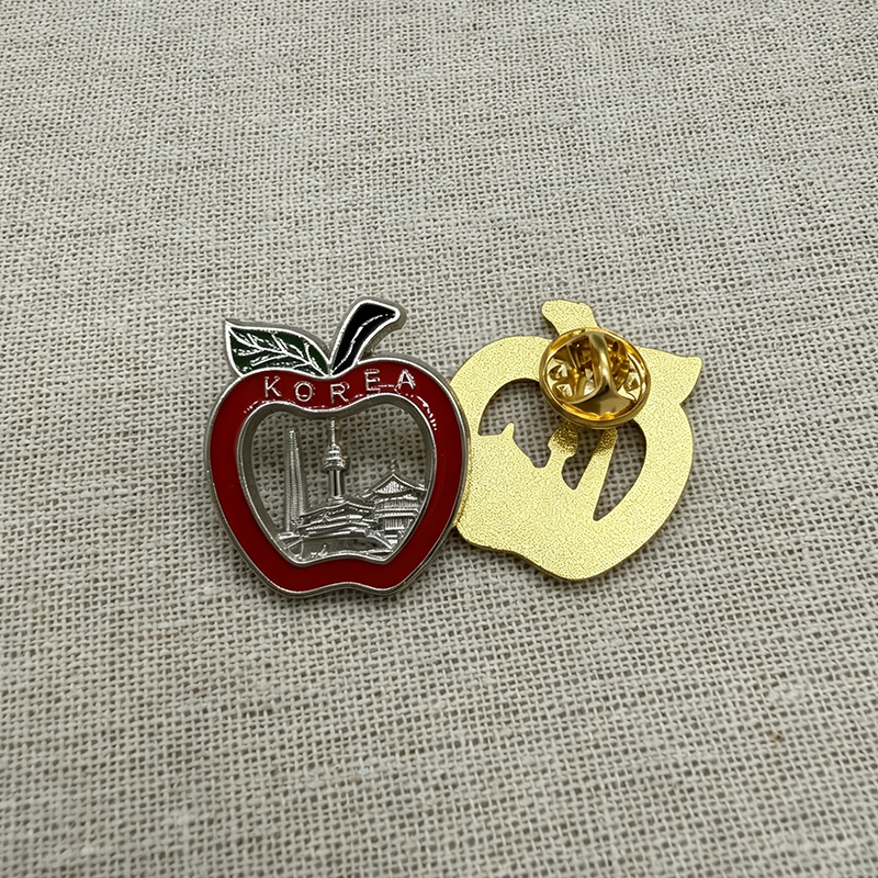 Apple Shaped Badge Pins