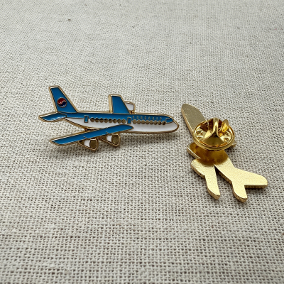 Metal Plane Shaped Badge Pin 