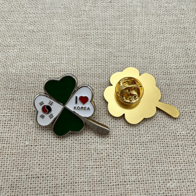 Four Clover Leaf Badge Pin